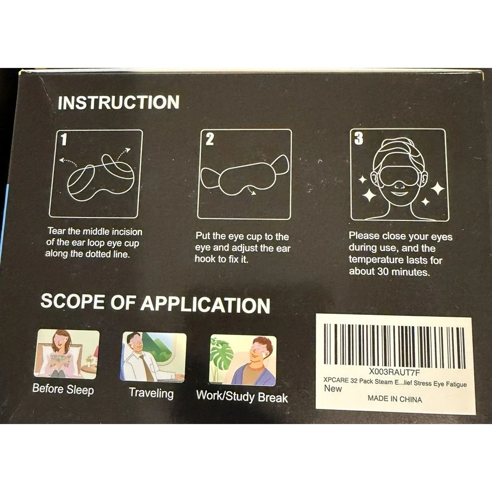XPCARE 32 Pack Steam Eye Masks, Self Heated Steam Warm Eye Mask, Disposable